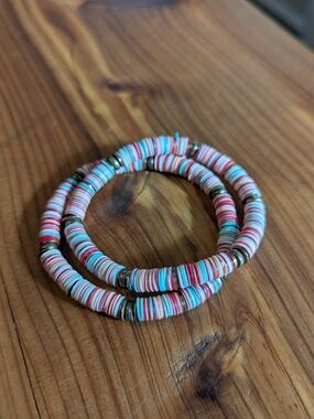 Handmade Multicolor Heishi Bead Bracelet Stack